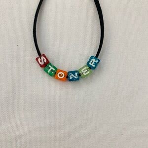 Rainbow square bead colorful choker ‘stoner’ faux suede black ddlg / 3 for $15